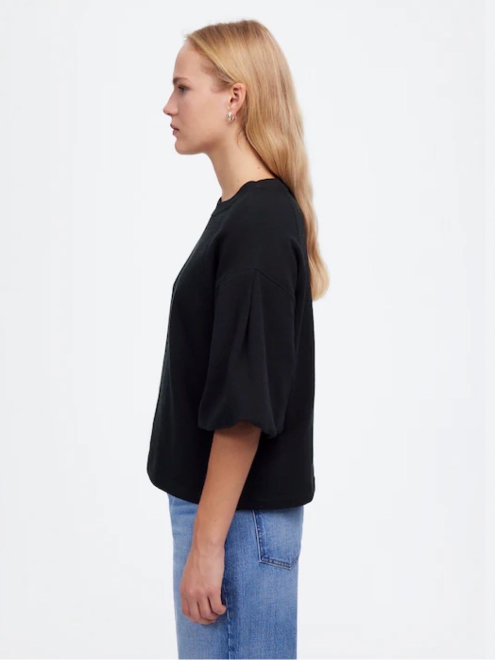 Madewell Black Puff Sleeve Sweatshirt Tee Size Large - Picture 4 of 11